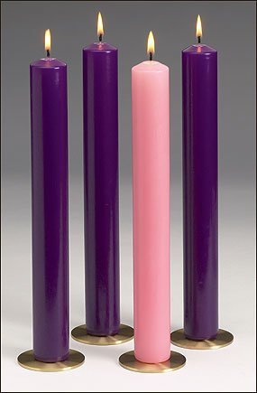 Advent Candles - 51% Beeswax- 3 Purple, 1 Pink-0